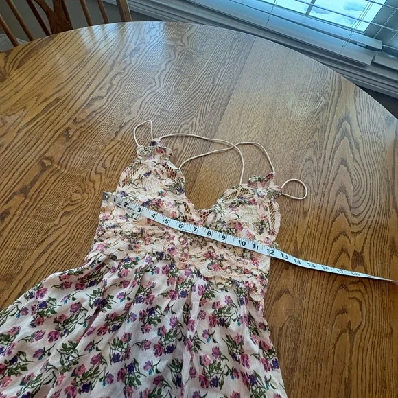 Free People Adella Slip Dress Pink Floral Lace Size S - Picture 6 of 13